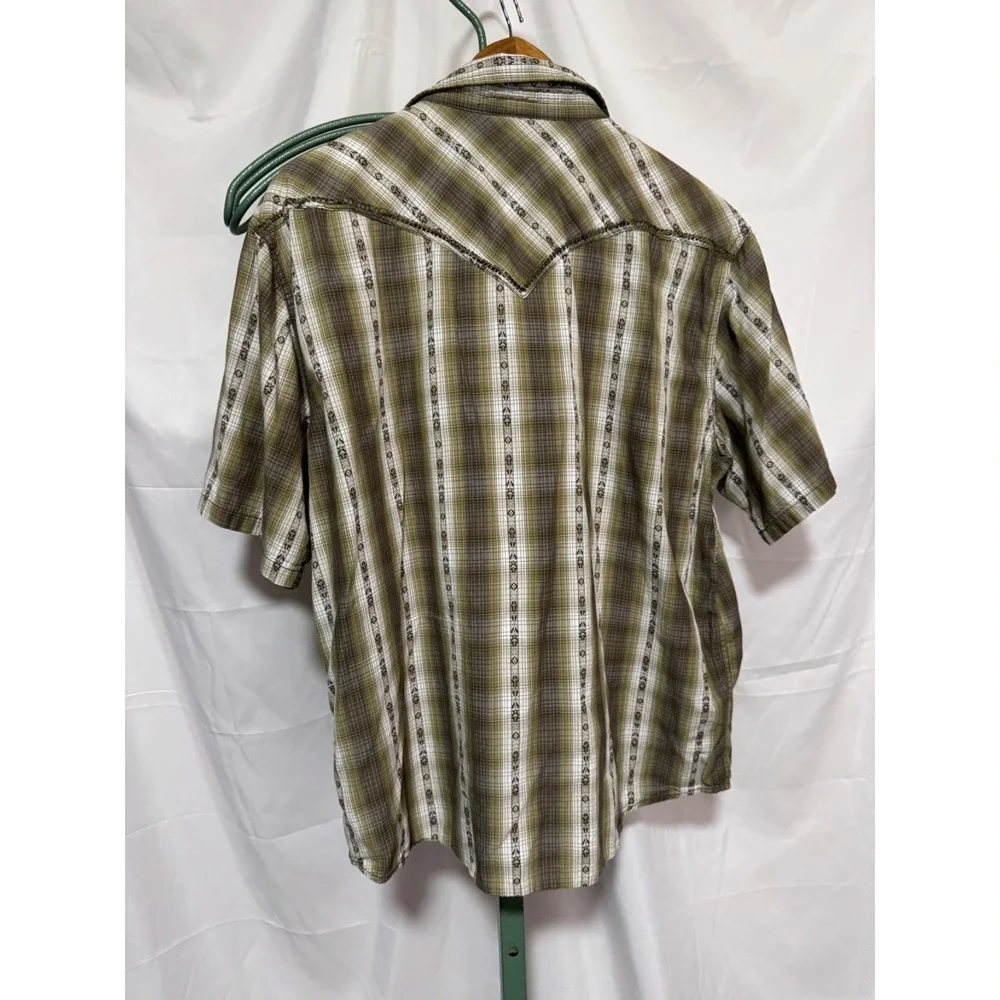Cody James Western Shirt Mens XL Plaid Pearl Snap Short Sleeve Cowboy Ranch Rode